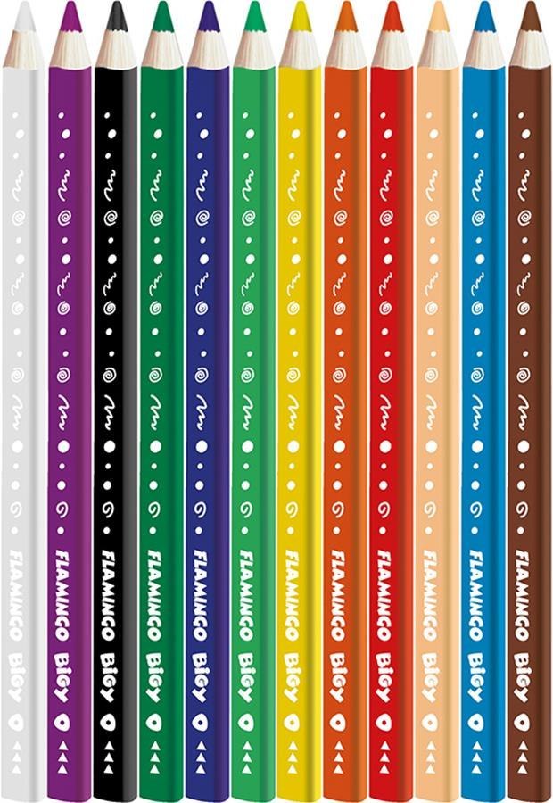 LÁPICES PG JUMBO BIGY 12 COLORES FLAMINGO SHARPER